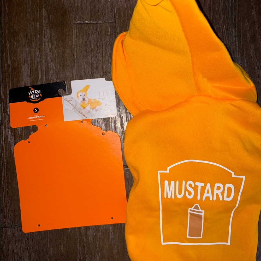 Dog Hooded Mustard Bottle Costume - Orange Sz Small